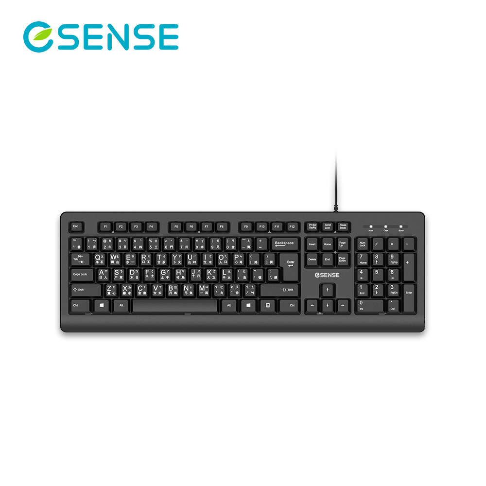 【ESENSE 逸盛】S5650 英文大字體標準鍵盤 黑色