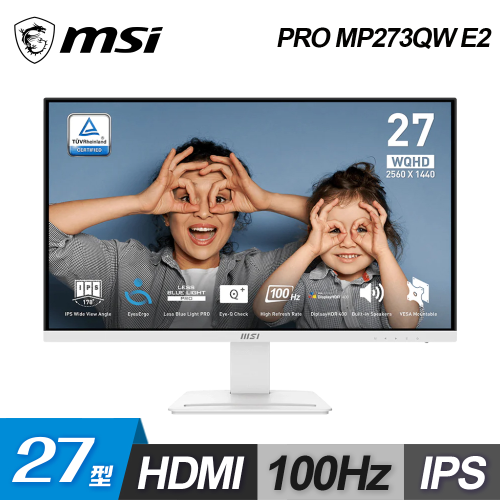 【MSI 微星】PRO MP273QW E2 27型 專業型顯示器 白色