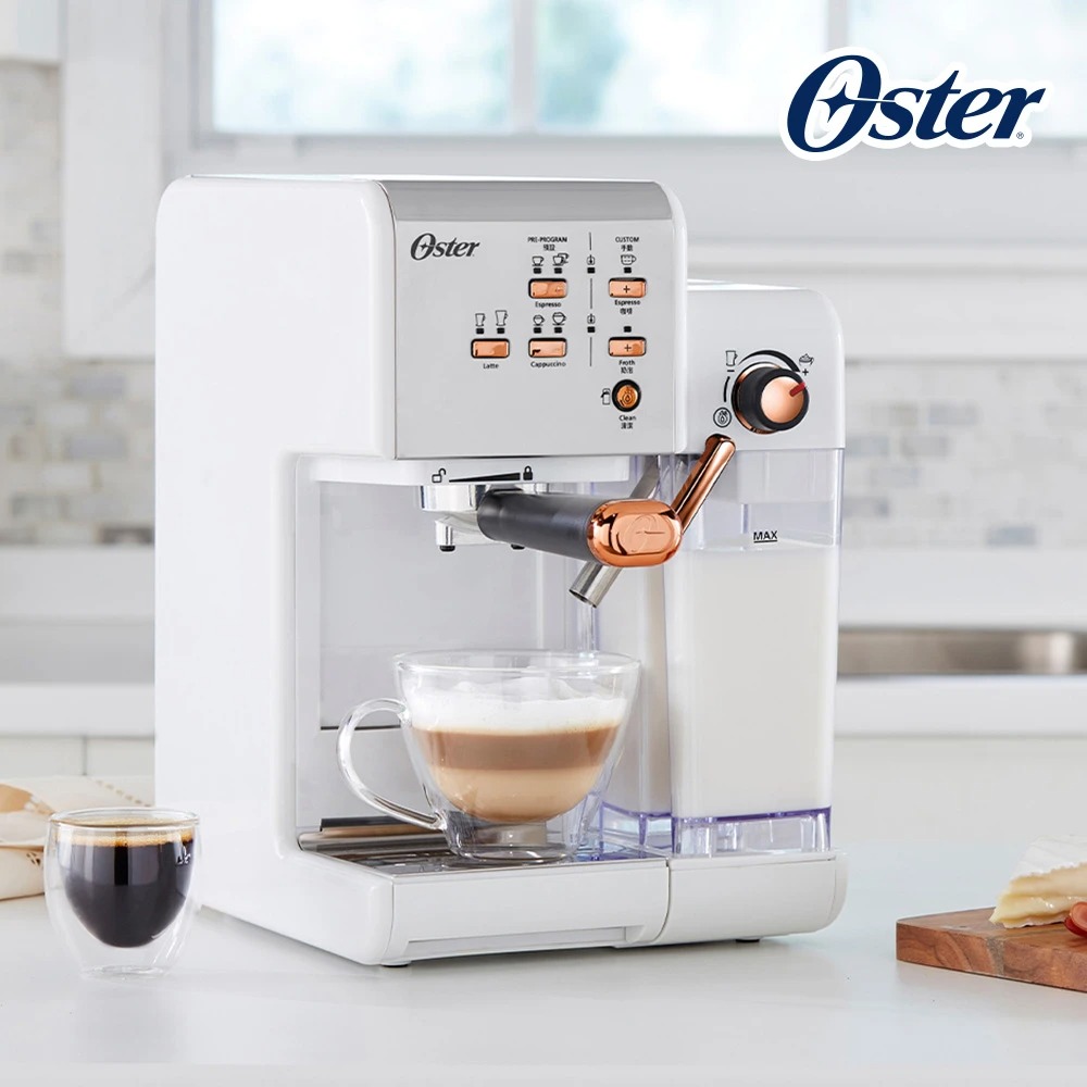 【Oster】奶泡大師二代 5+隨享義式膠囊兩用咖啡機-白玫瑰金