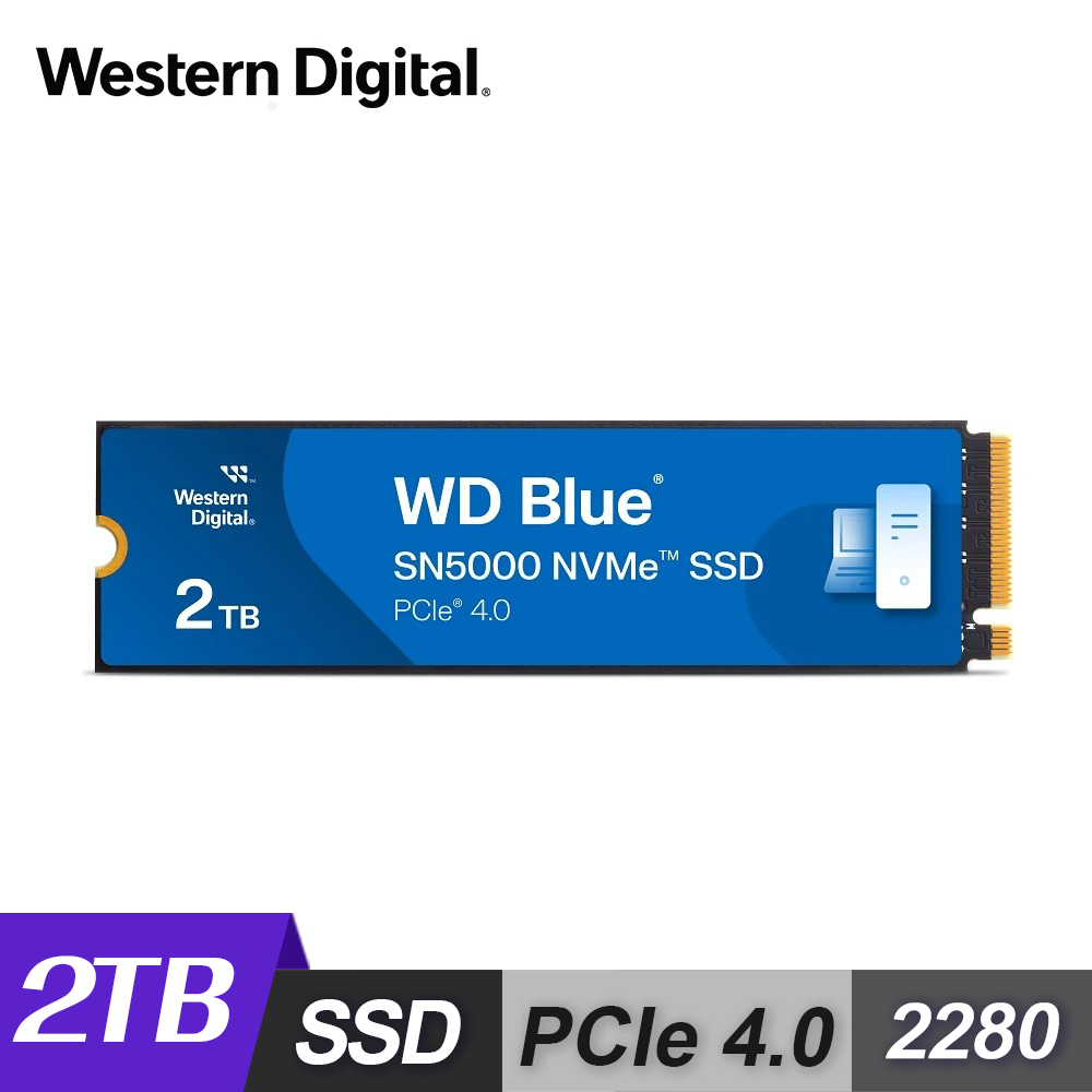 【WD 威騰】藍標 SN5000 2TB Gen4 M.2 NVMe PCIe SSD 固態硬碟