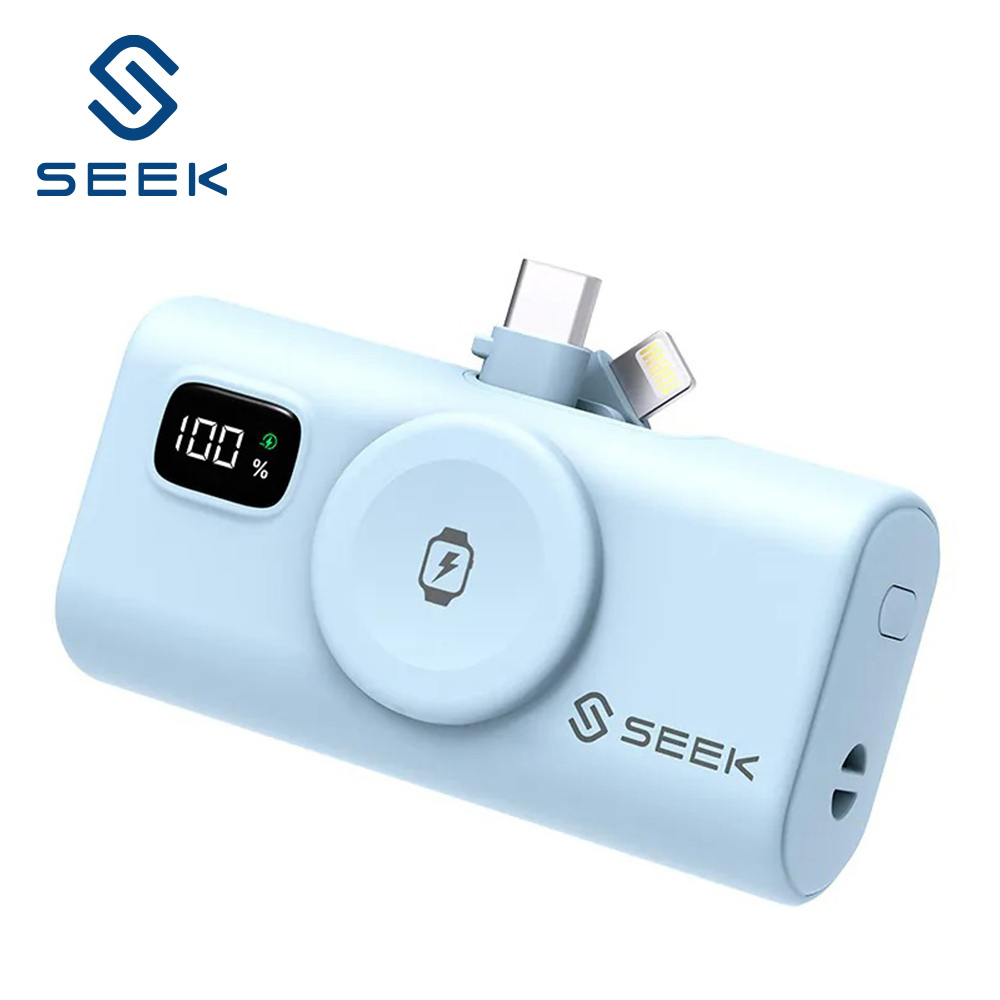 【SEEK】PW-517 三合一迷你快充口袋電源 5000mAh 藍色