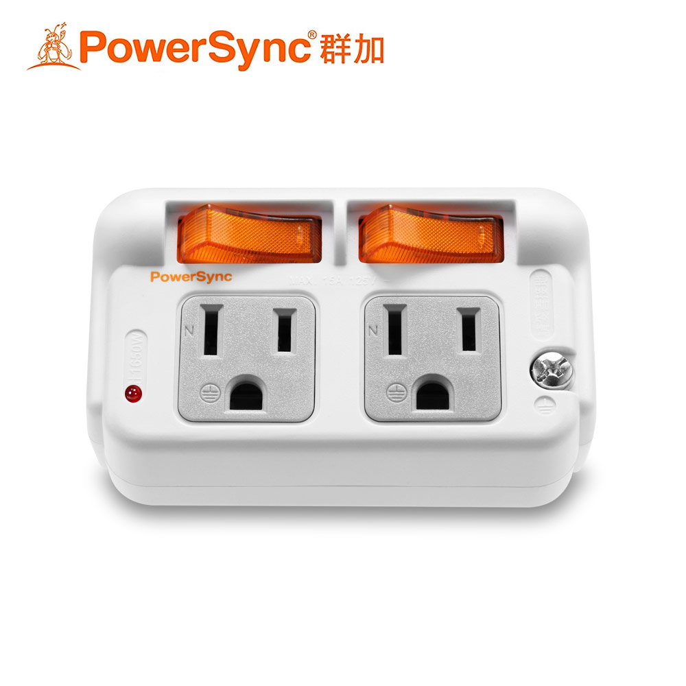 【PowerSync 群加】3P 2開2插防雷擊節能壁插-白