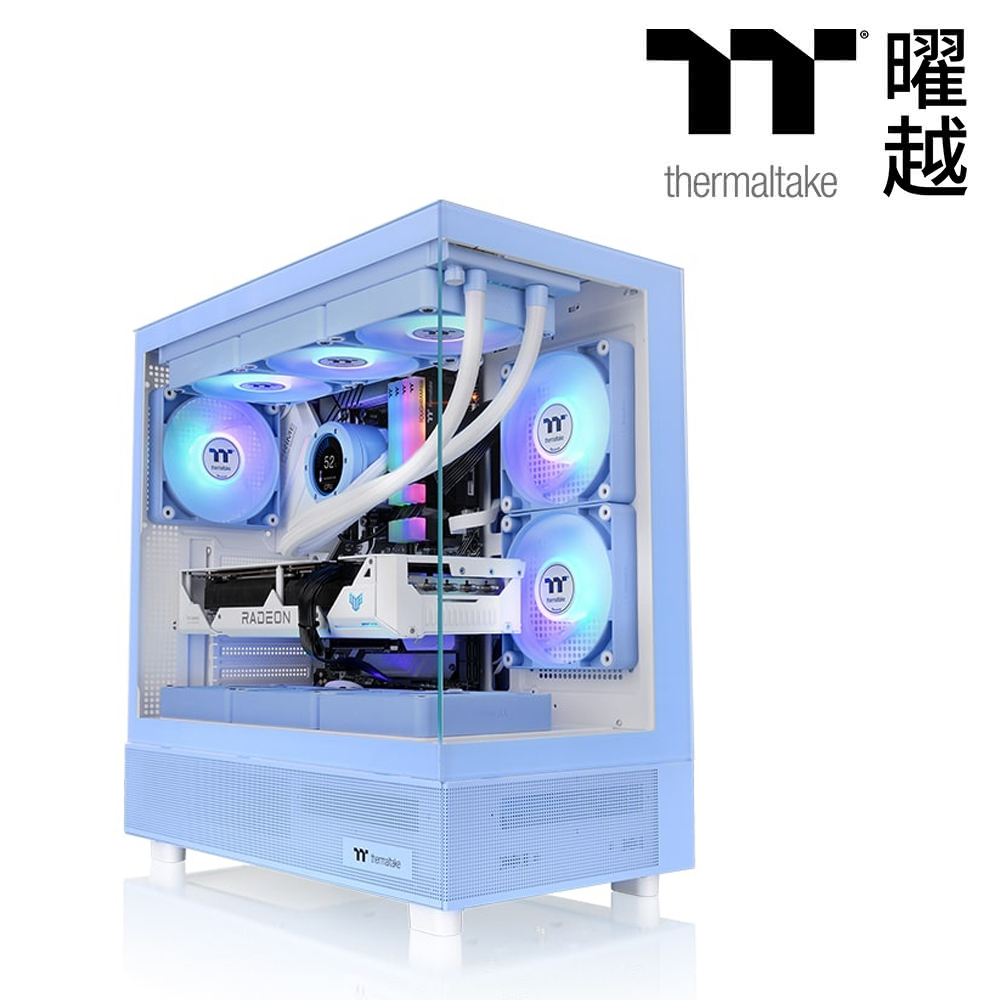 【Thermaltake 曜越】光透 View 270 TG ARGB 強化玻璃中直立式機殼｜繡球花藍