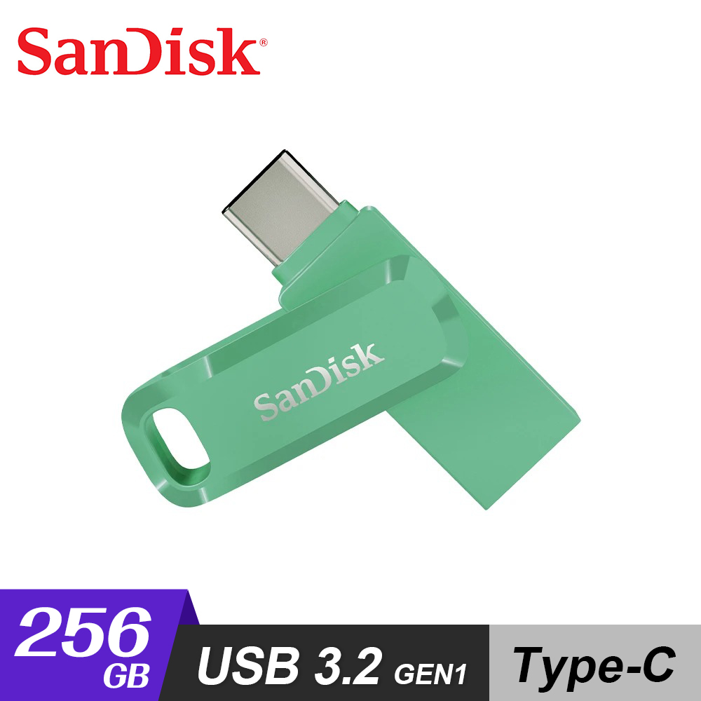 【SanDisk】Ultra Go Type-C 256GB 雙用隨身碟 草本綠
