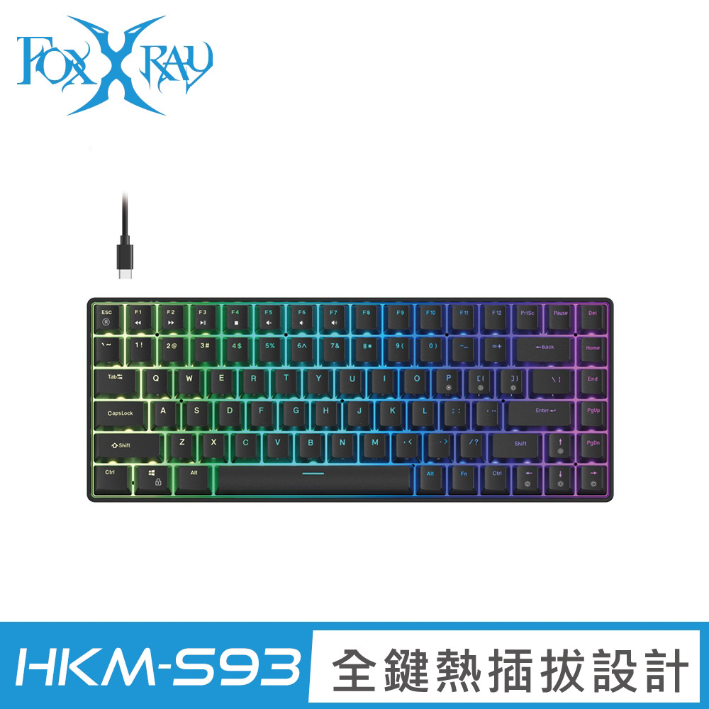 【Foxxray 狐鐳】FXR-HKM-S93 曜影84鍵熱插拔青軸機械鍵盤｜黑色