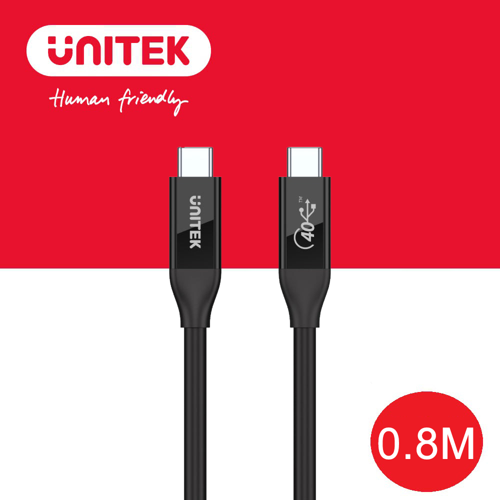 【UNITEK】USB 4 USB-C to C 100W PD 快速充電線 0.8M