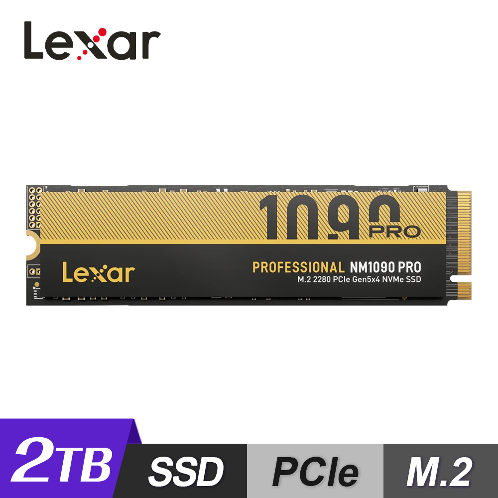 【Lexar 雷克沙】NM1090 Pro PCIe Gen5x4 NVMe M.2 2TB 固態硬碟