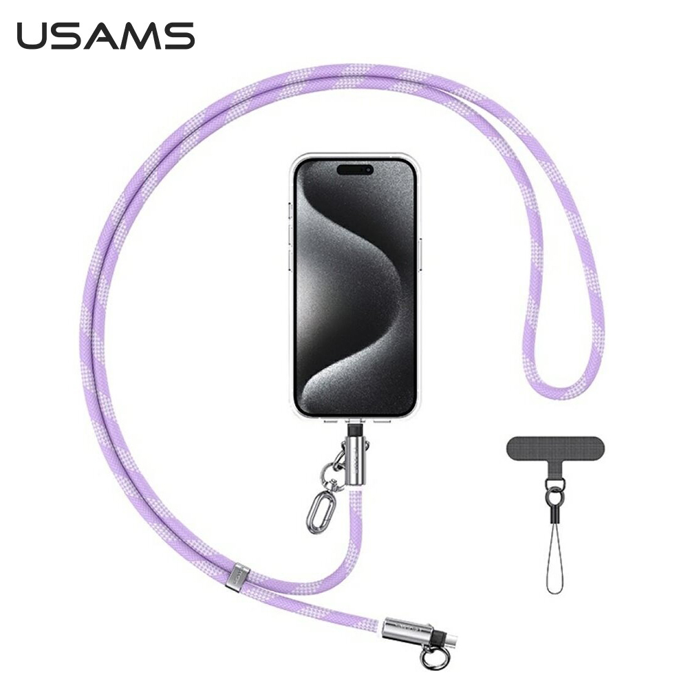 【USAMS】Type-C To Lightning 30W 手機掛繩線 紫色 1.2M