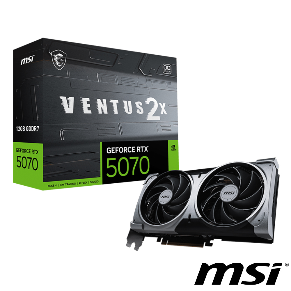 【MSI 微星】GeForce RTX 5070 12G VENTUS 2X OC 顯示卡