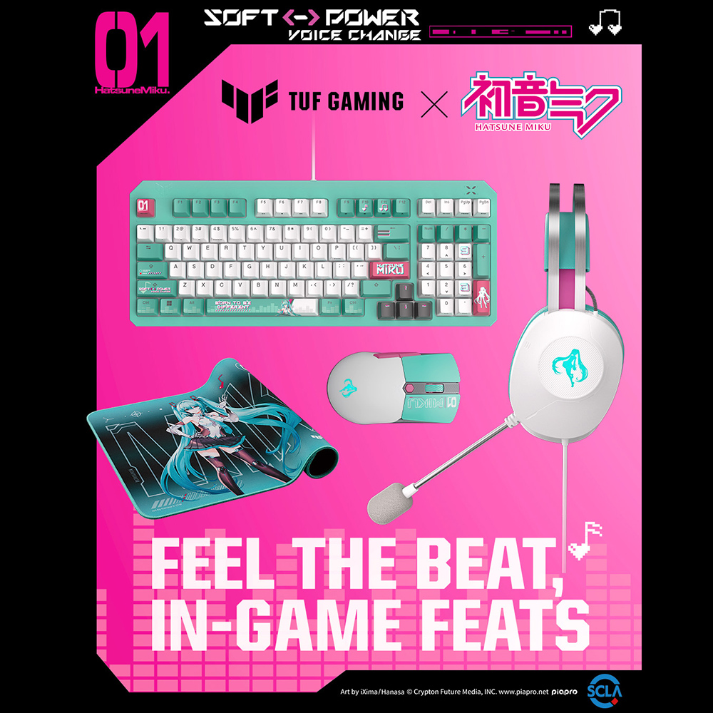 【ASUS 華碩】TUF Gaming 初音未來 聯名套組-紅軸