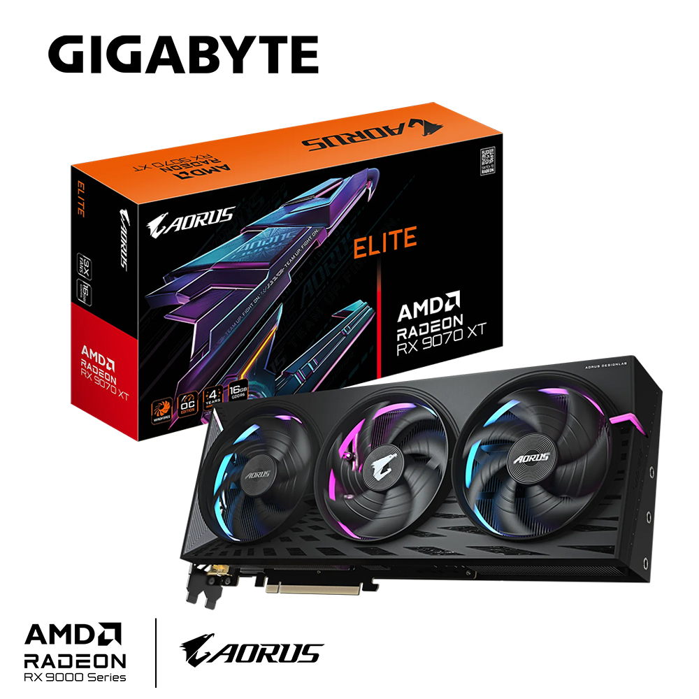 【GIGABYTE 技嘉】AORUS RX 9070 XT ELITE 16G 顯示卡