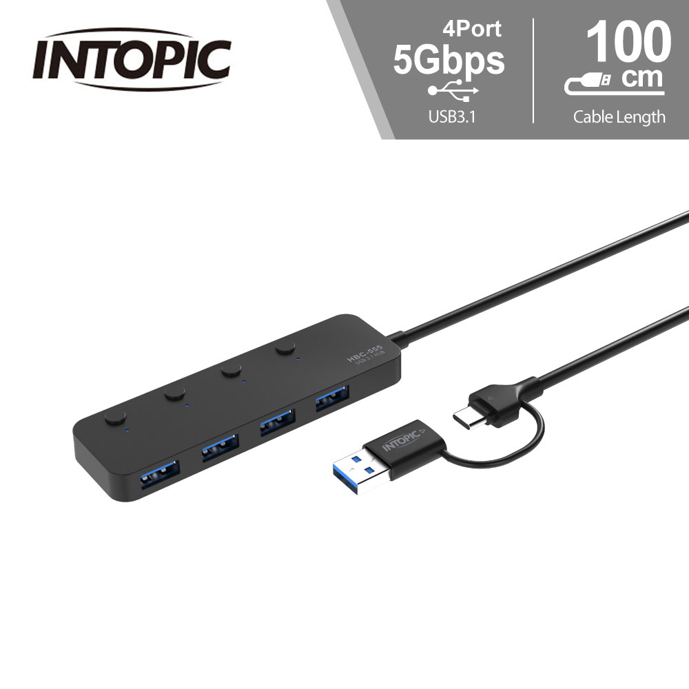 【INTOPIC 廣鼎】HBC-555 USB3.1 Type-C 高速集線器