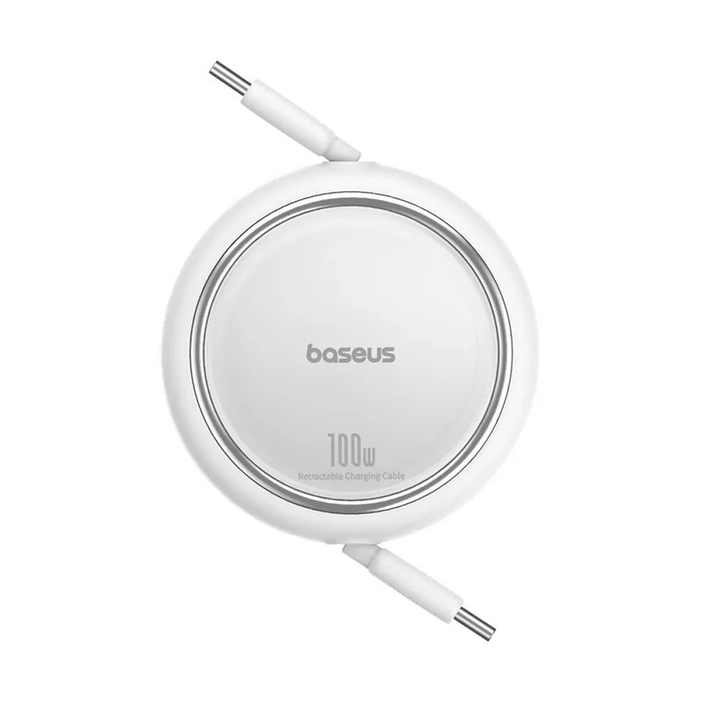 【Baseus倍思】明鏡 Mini 系列 C to C 100W 伸縮充電傳輸線 1M 皓月白