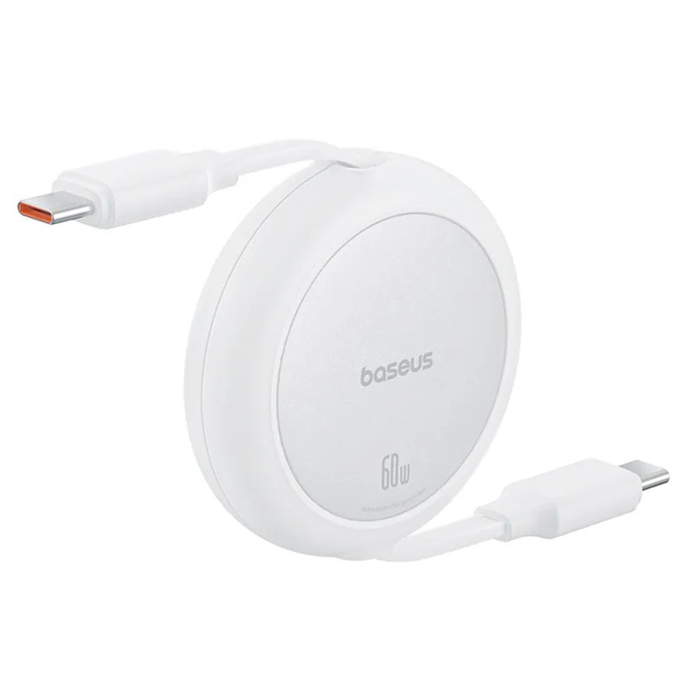【Baseus倍思】明鏡 Mini 系列 C to C 60W 伸縮充電傳輸線 1M 皓月白