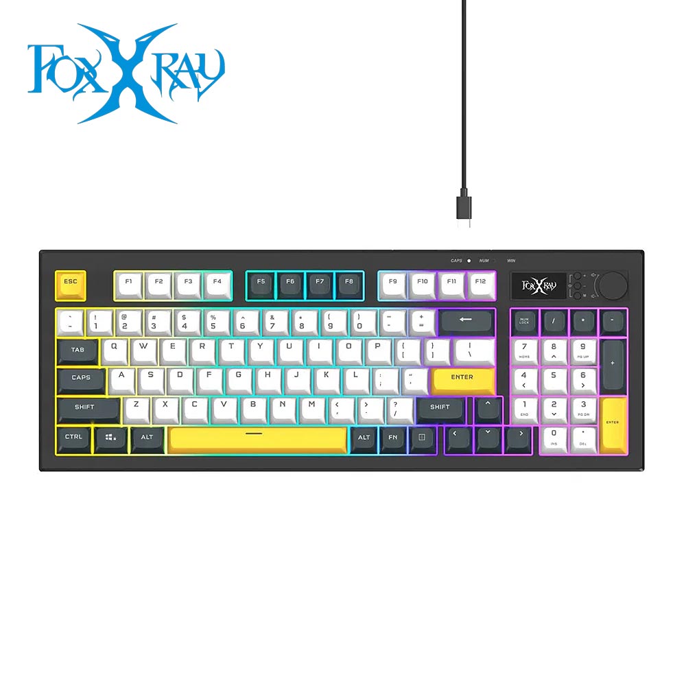 【Foxxray 狐鐳】FXR-BKL-97 烈影旋鈕式極致靜音電競鍵盤