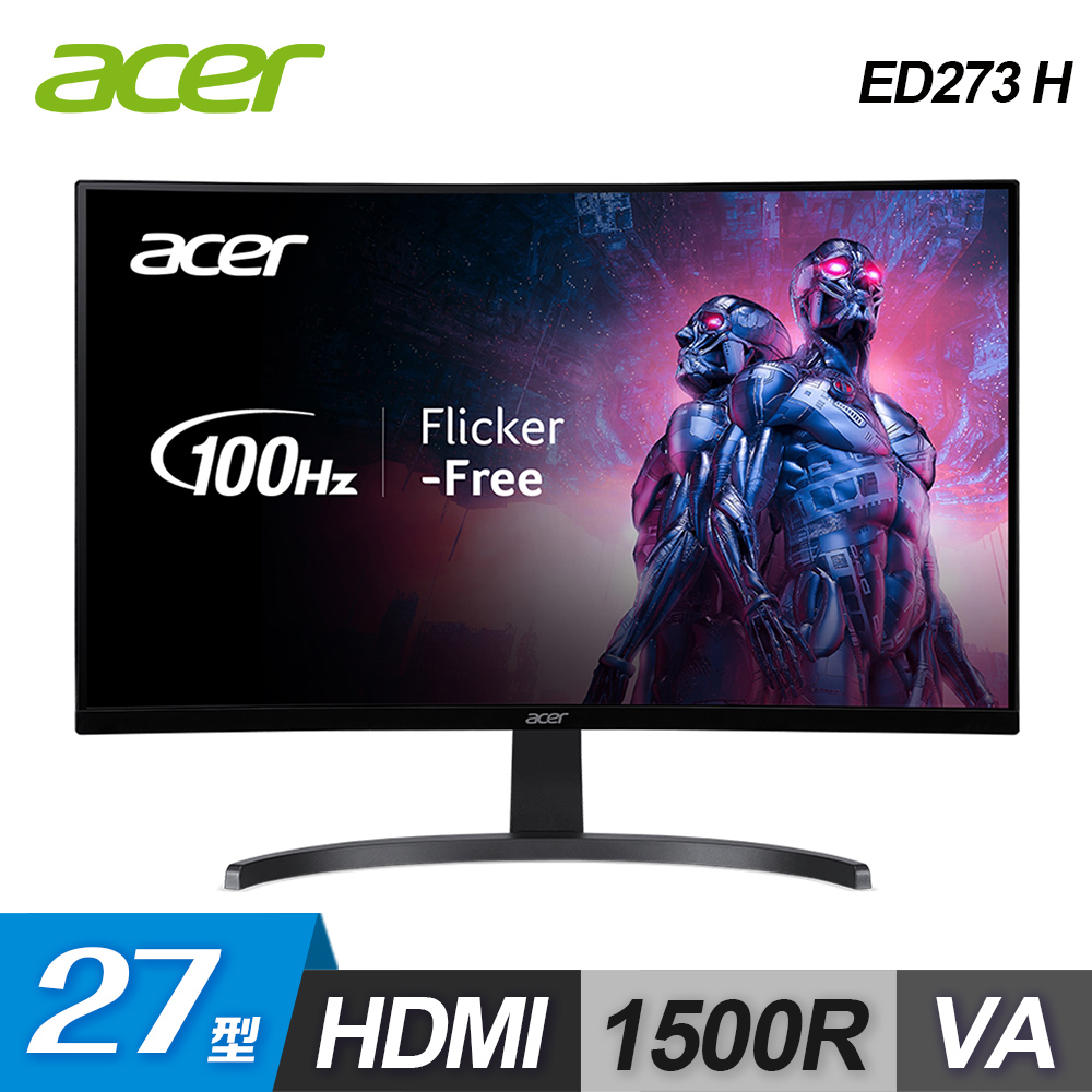 【Acer 宏碁】ED273 H 27型 VA 曲面螢幕