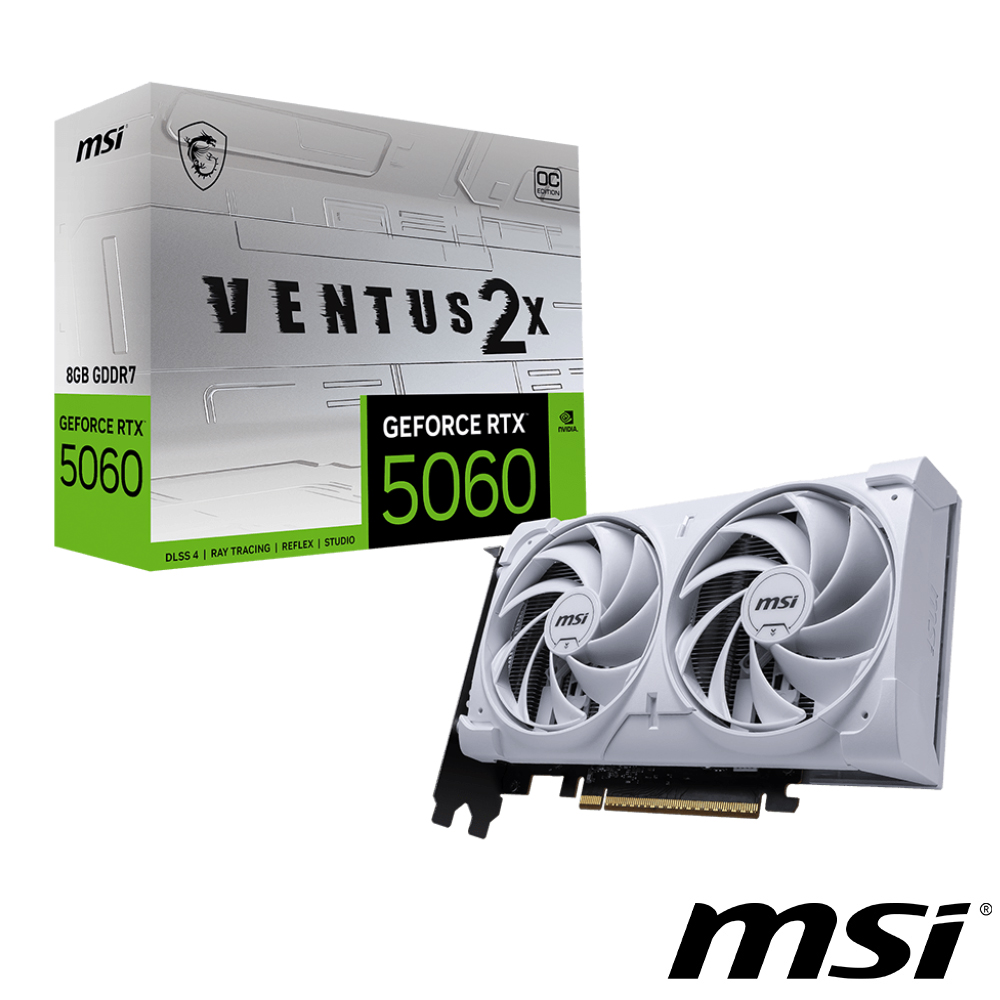 【MSI 微星】RTX 5060 8G VENTUS 2X OC WHITE 顯示卡
