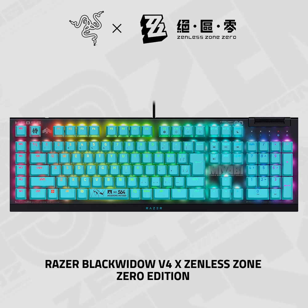 【Razer 雷蛇】黑寡婦蜘蛛 V4 X 幻彩 綠軸英文鍵盤《絕區零限定版》