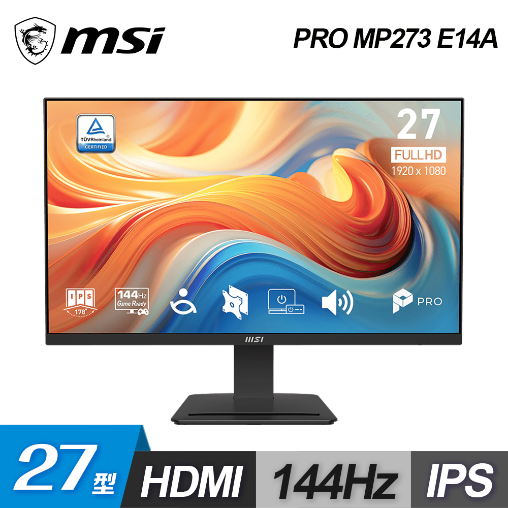 【MSI 微星】PRO MP273 E14A 27型 144Hz IPS 美型螢幕