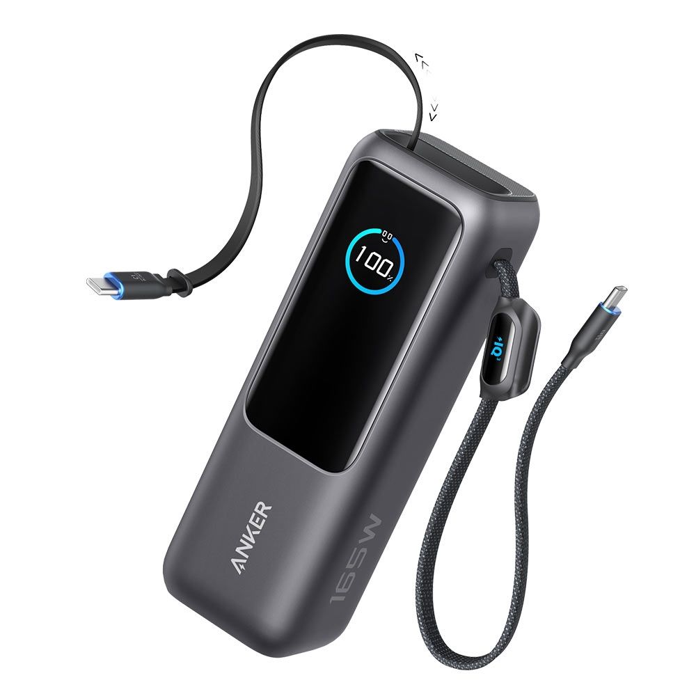 【ANKER】A1695 行動電源 25000mAh 165W 自帶伸縮線 黑灰色