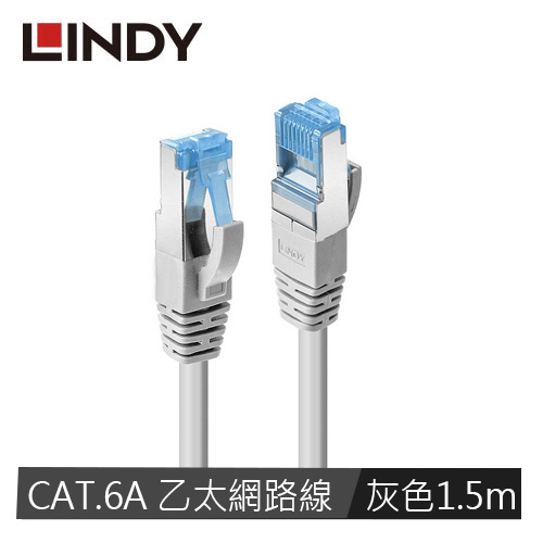 【LINDY 林帝】CAT.6A 乙太低煙無鹵網路線 S/FTP, 灰色, 1.5m