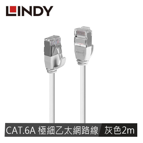 【LINDY 林帝】CAT.6A 極細乙太低煙無鹵網路線 U/FTP, 灰色, 2m