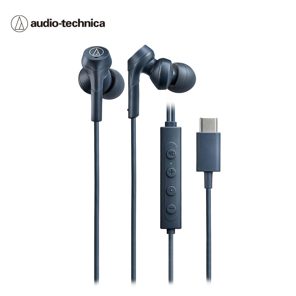 【audio-technica 鐵三角】ATH-CKS330NC USB Type-C 耳塞式降噪耳機 藍色