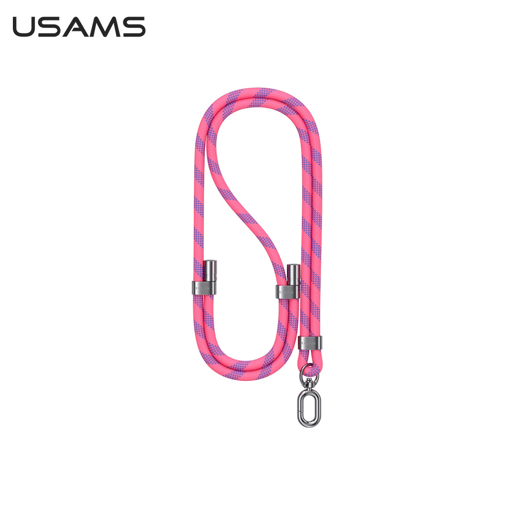 【USAMS】可調節手機掛繩 160CM 螢光粉/深紫