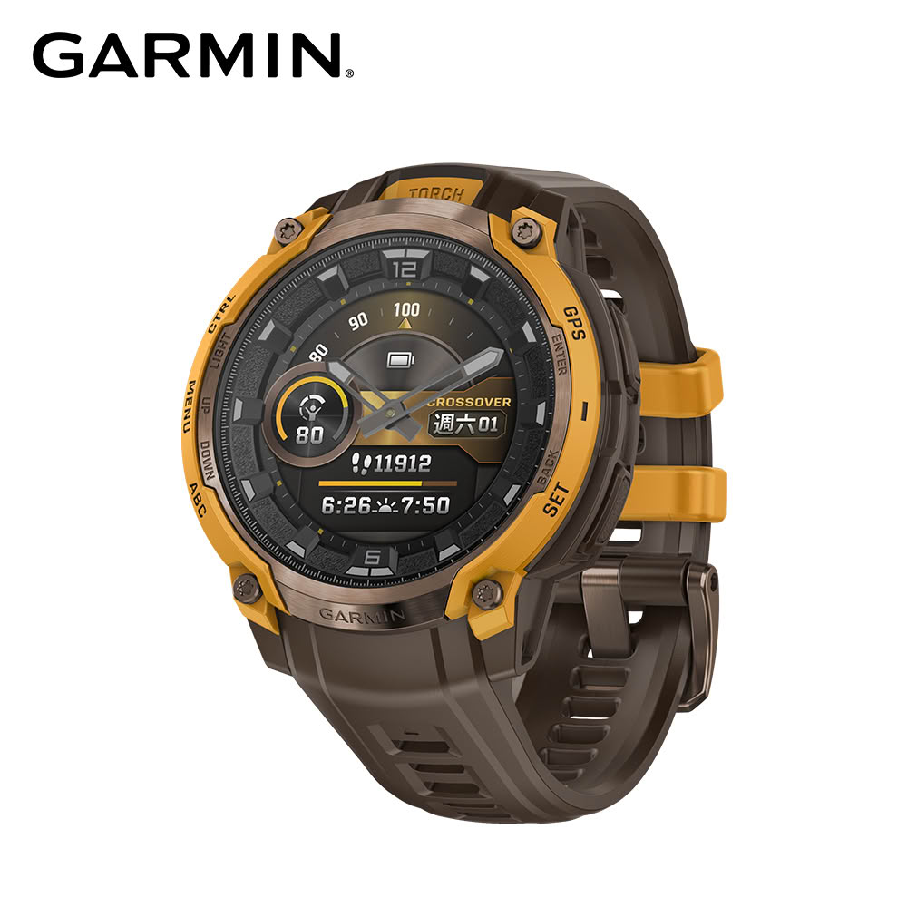 【GARMIN】Instinct Crossover AMOLED GPS智慧錶 45mm｜流沙棕