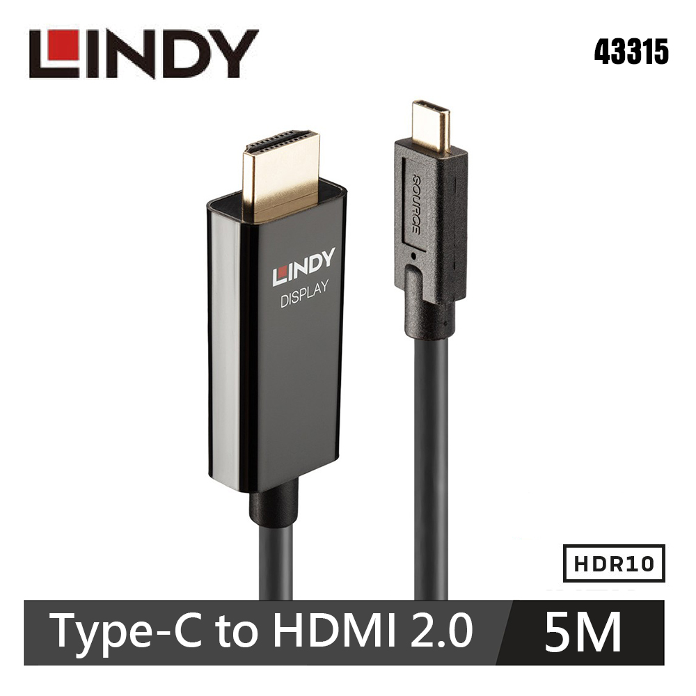 【LINDY 林帝】USB3.1 Type-C to HDMI 2.0 HDR 轉接線 5M