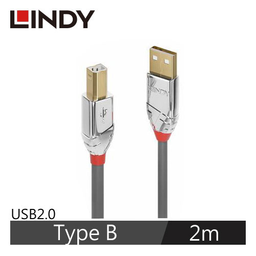 【LINDY 林帝】CROMO USB2.0 TYPE-A公 TO TYPE-B公 傳輸線 2M 36642