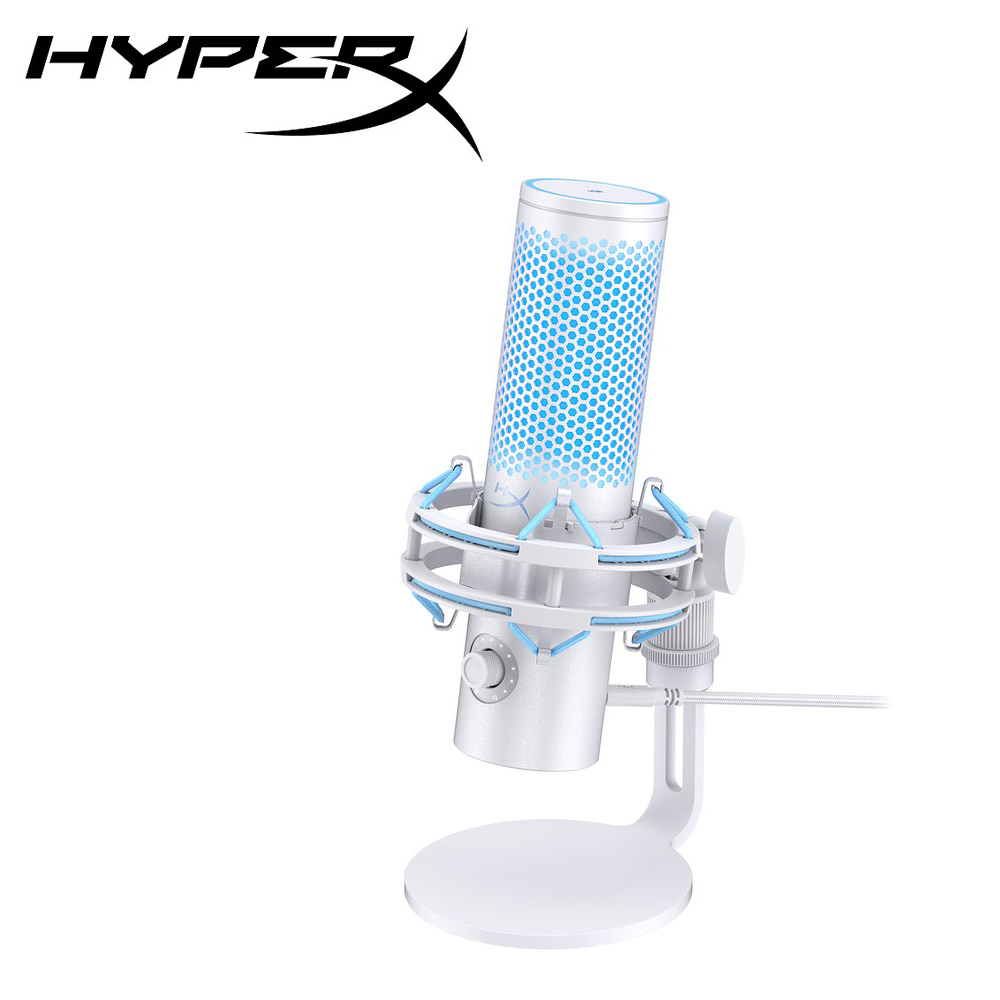 【HyperX】QuadCast 2 USB 電競麥克風 AN1D9AA｜雪白藍光色