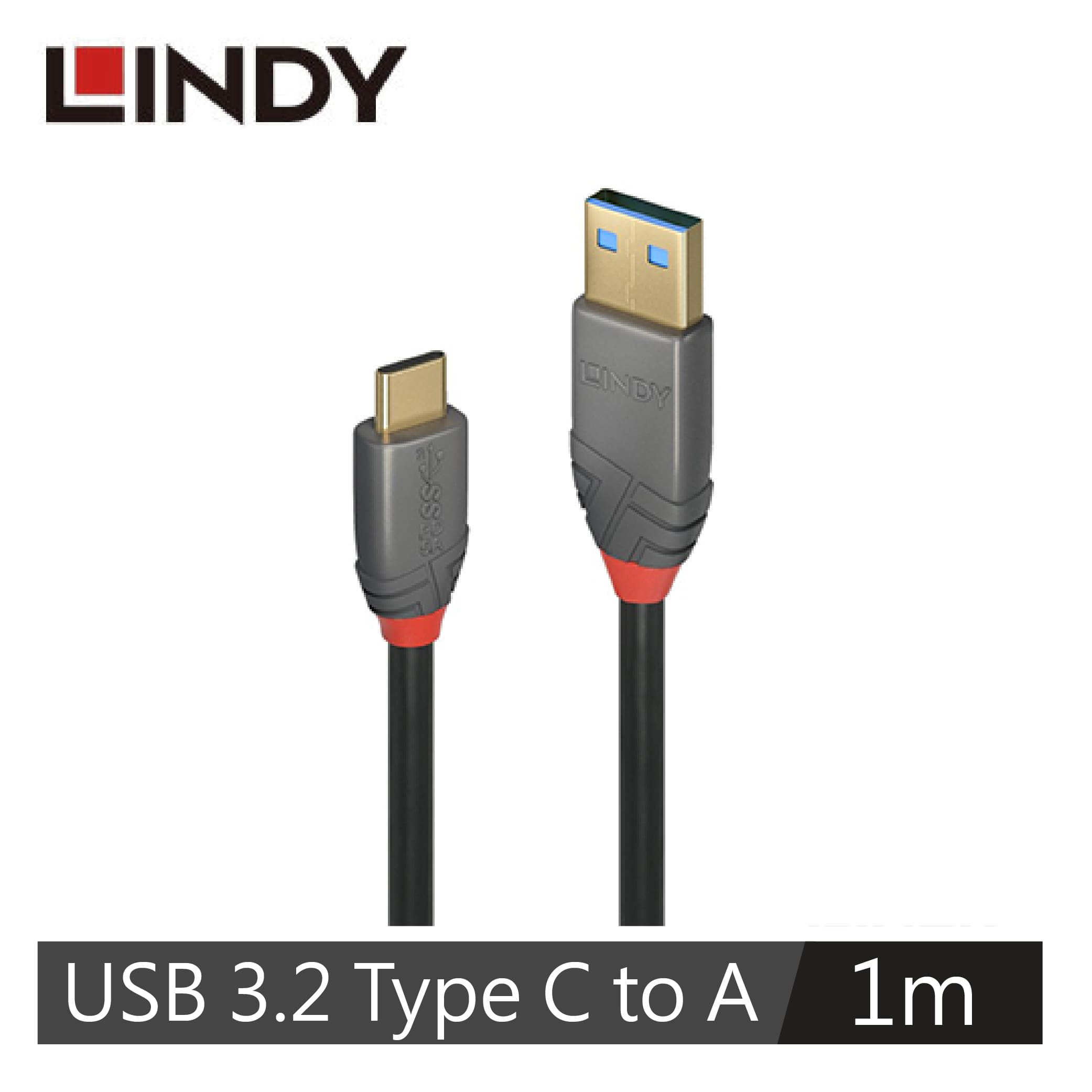 【LINDY 林帝】USB3.2 GEN 2 TYPE-C公TO A公 傳輸線+PD智能電流晶片1M 36911_A