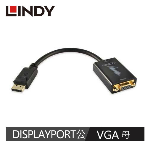 【LINDY 林帝】DISPLAYPORT公 To VGA母 轉換器 41006