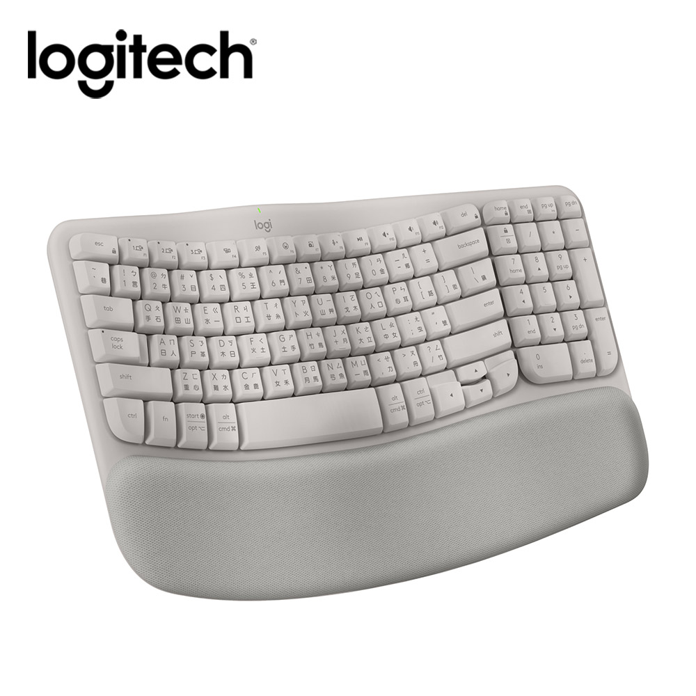 【Logitech 羅技】Wave Keys 人體工學無線鍵盤 迷霧灰