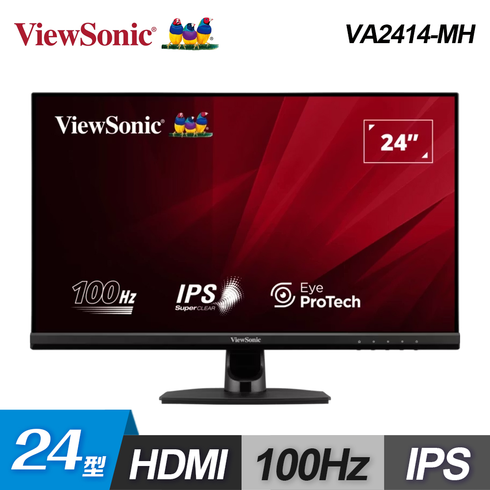 【ViewSonic 優派】VA2414-MH 24型 IPS 無邊框螢幕