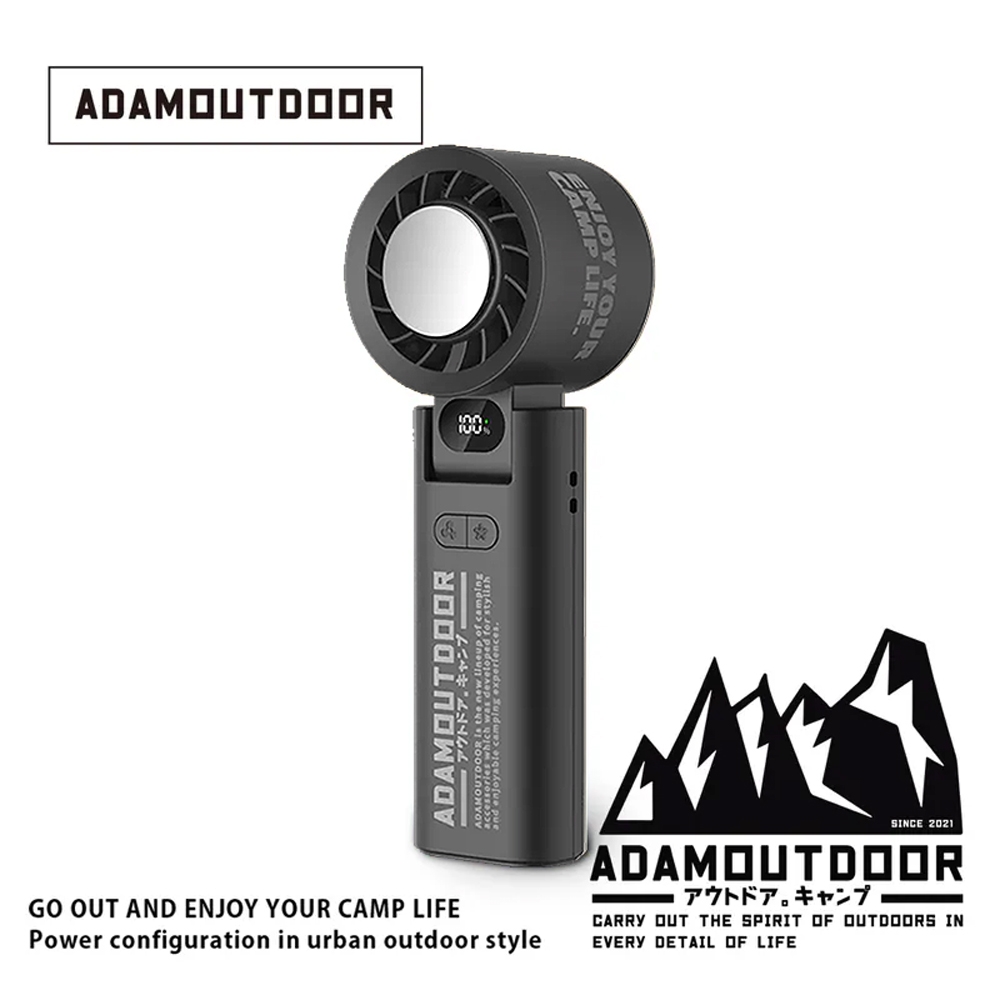 【ADAMOUTDOOR】ADFN-HTF500 隨身掛繩機能冰鎮風扇 黑色