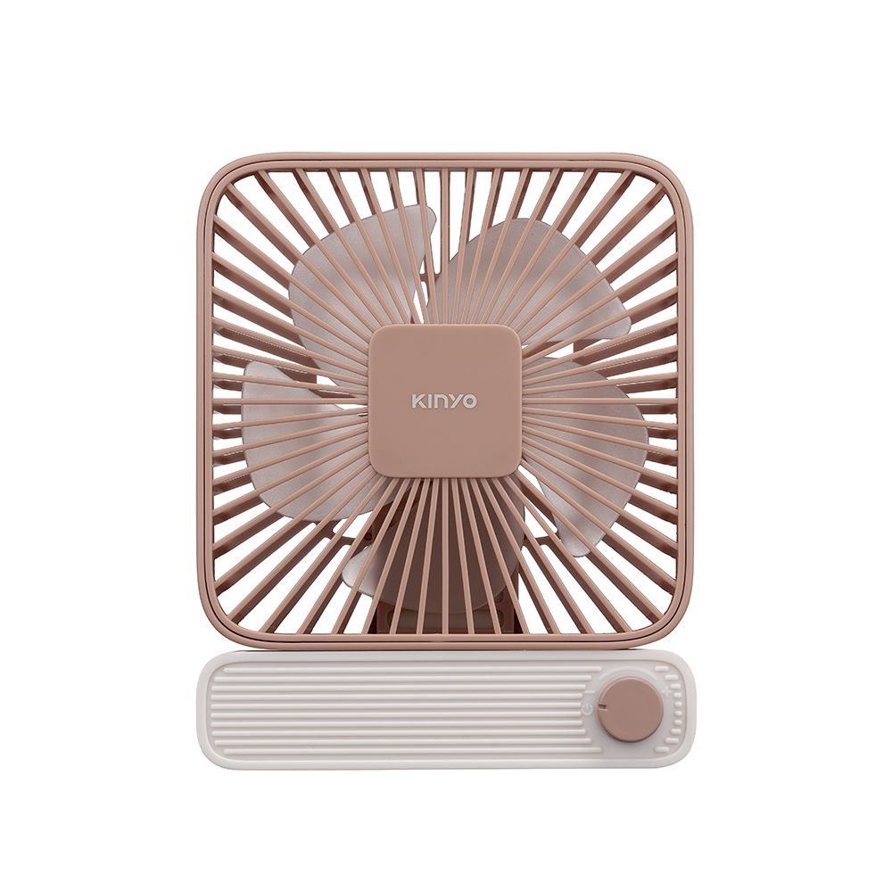 【KINYO】UF2652BR 復古靜音充電扇｜棕色