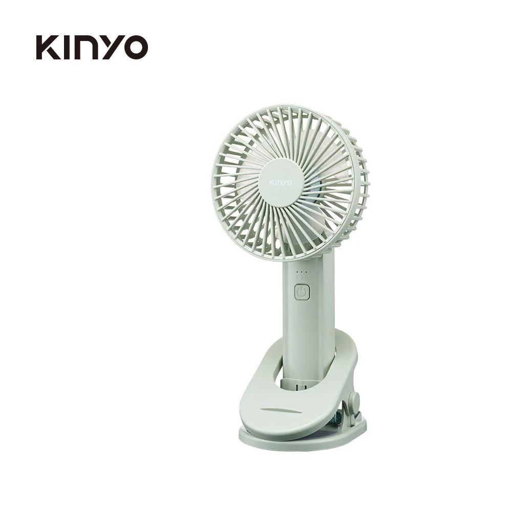 【KINYO】UF-3024G 多功能夾立持充電風扇｜綠色
