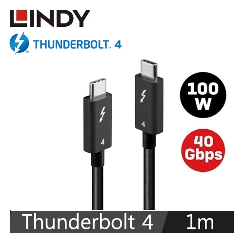 【LINDY 林帝】被動式 THUNDERBOLT 4 INTEL 原廠認證傳輸線 100W 1M 31120
