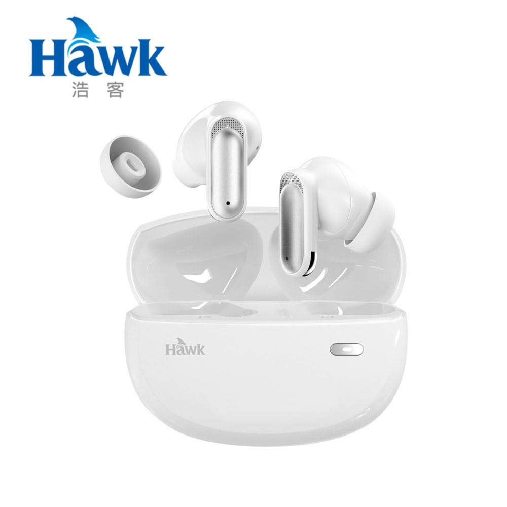 【Hawk 浩客】W10 入耳/半入耳 可調式藍牙降噪耳機｜珍珠白