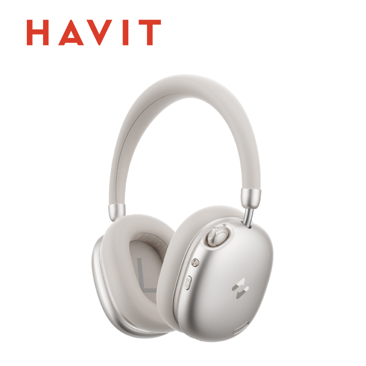 【HAVIT】H670BT 自適應混饋降噪頭載式藍牙耳機 鉑金色