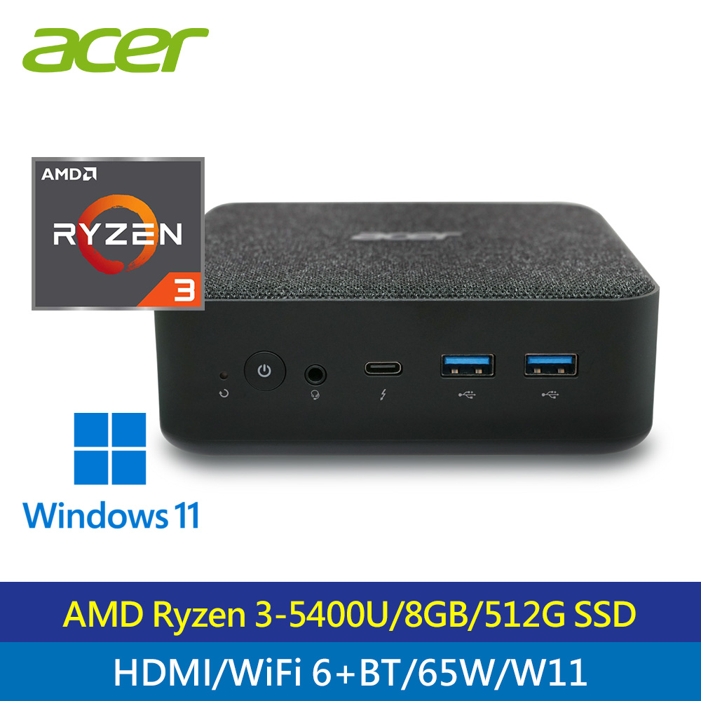 【Acer 宏碁】RB102 R3-5400U/8G/512G/W11 迷你電腦