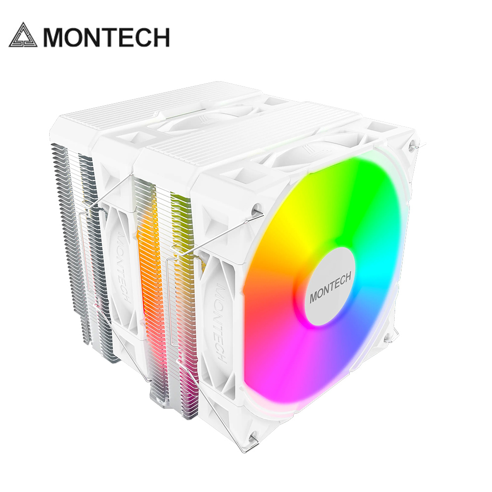 【MONTECH 君主】NX600 ARGB 雙塔雙扇CPU散熱器｜白色
