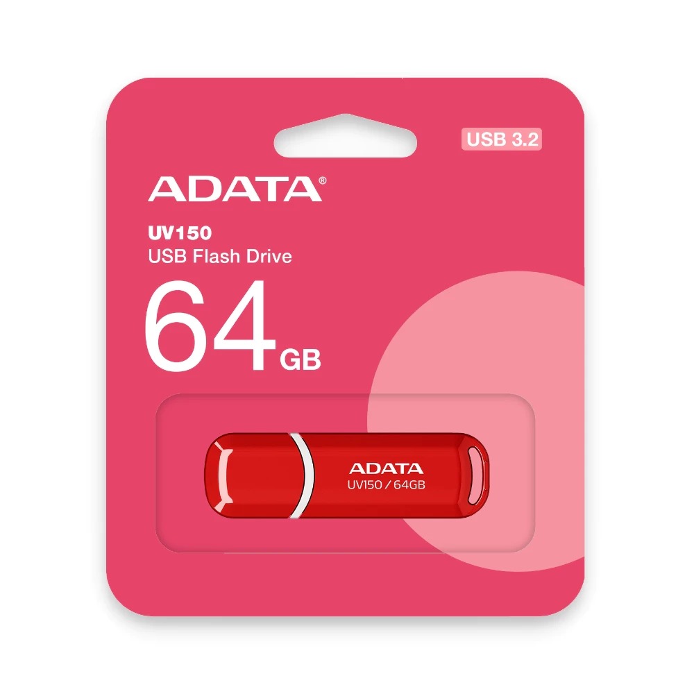 【ADATA 威剛】64GB UV150 USB3.2 隨身碟 紅色