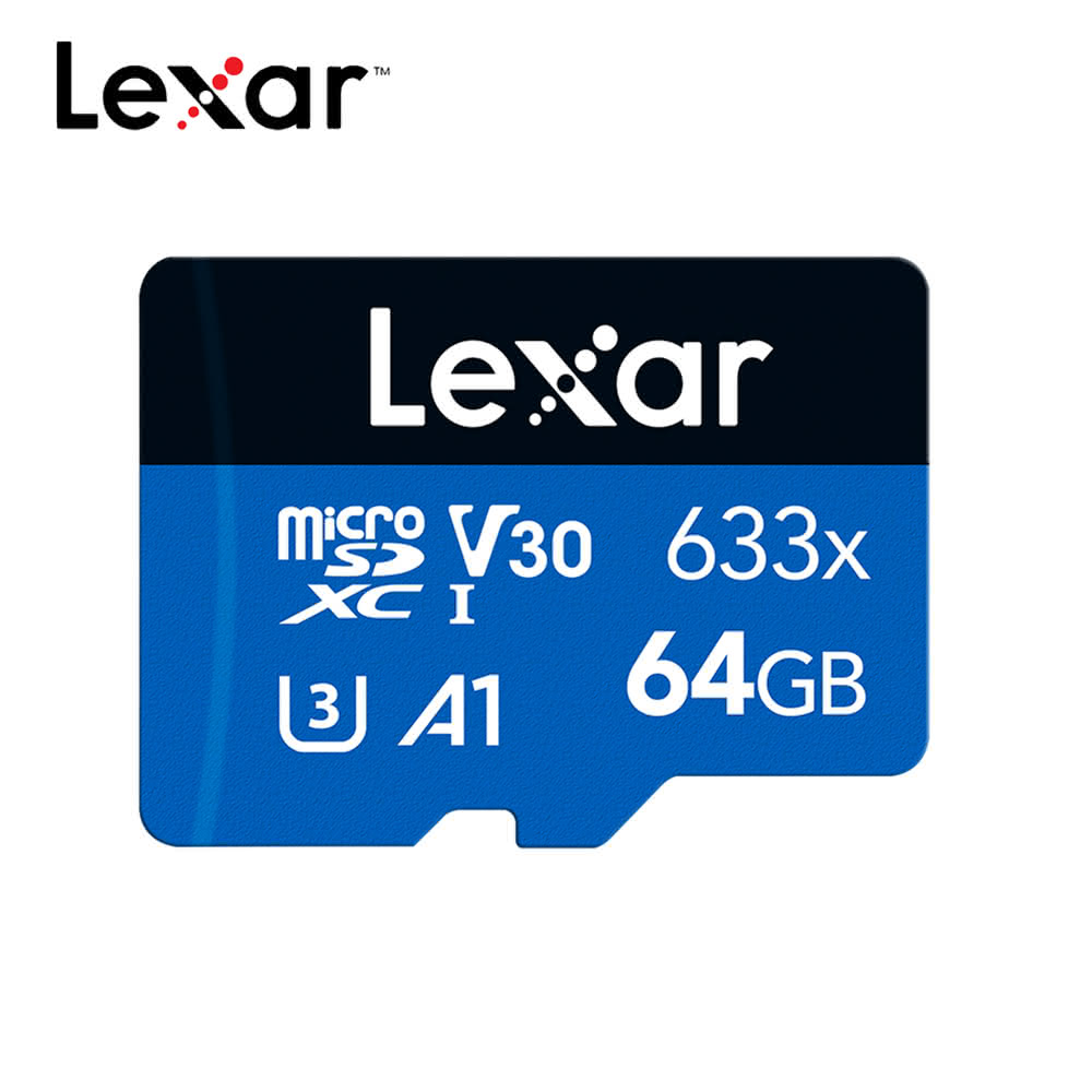 【Lexar 雷克沙】633x microSDXC UHS-I A1 U3 64G 記憶卡
