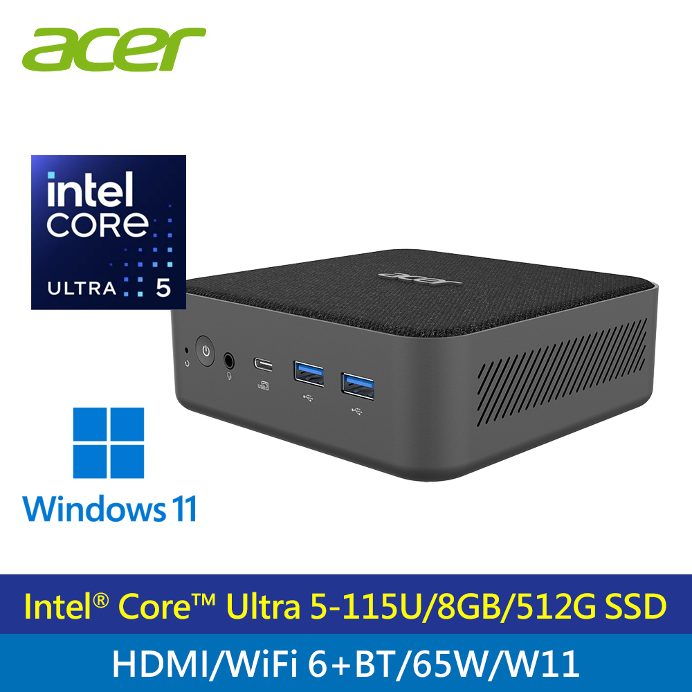 【Acer 宏碁】RB102 U5-115U/8G/512G/W11 迷你電腦