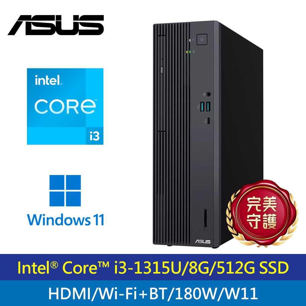 【ASUS 華碩】H-V500SV-31315U004WD 13代I3四核桌機 黑色
