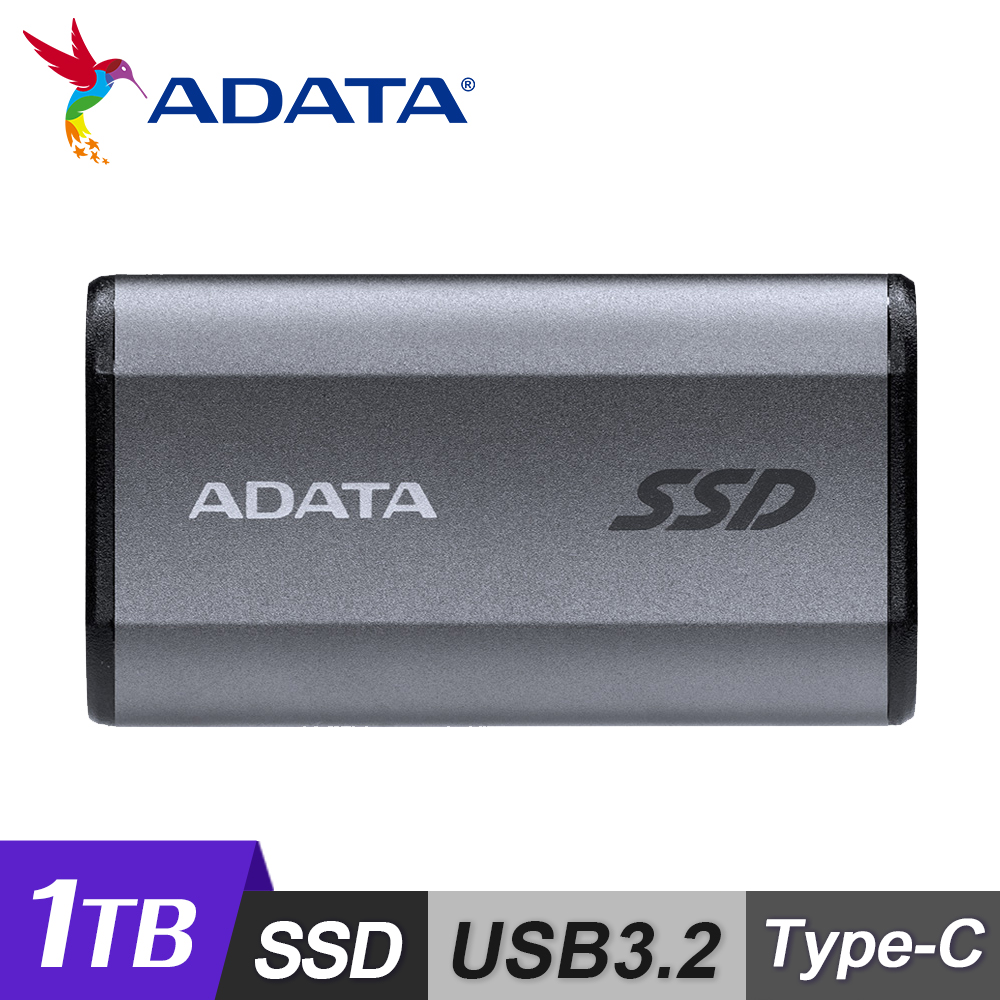 【ADATA 威剛】Elite SE880 1TB 外接式固態硬碟｜鈦灰色