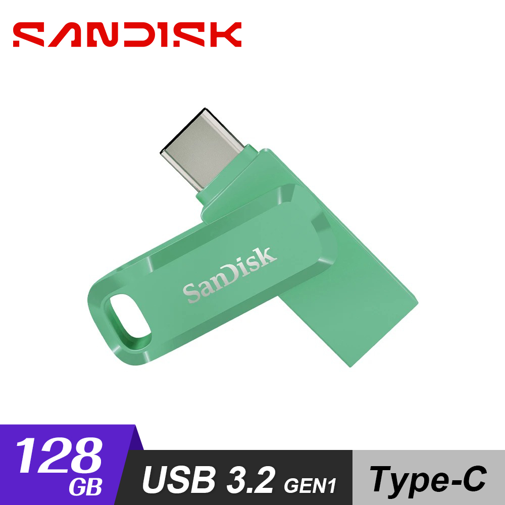 【SanDisk】Ultra Go Type-C 128GB 雙用隨身碟 草本綠